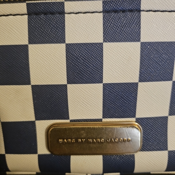 Marc Jacobs Sally Blue White Checker Square Gold Crossbody - Picture 10 of 11